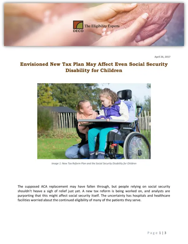 Envisioned New Tax Plan May Affect Even Social Security Disability for Children