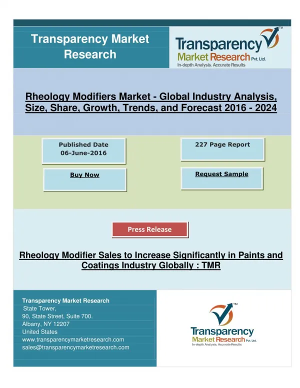 Impact of Existing and Emerging Rheology Modifiers Market Trends and Research 2024