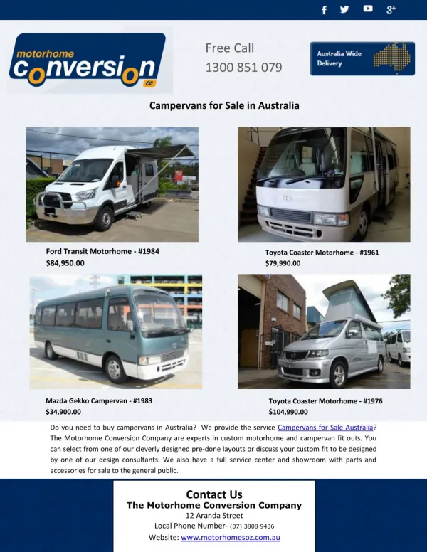 Campervans for Sale in Australia