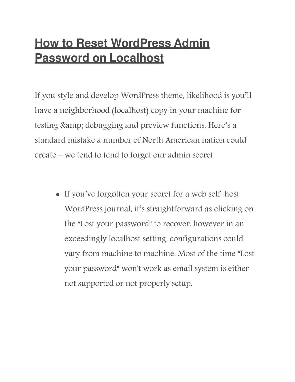 how to reset wordpress admin password