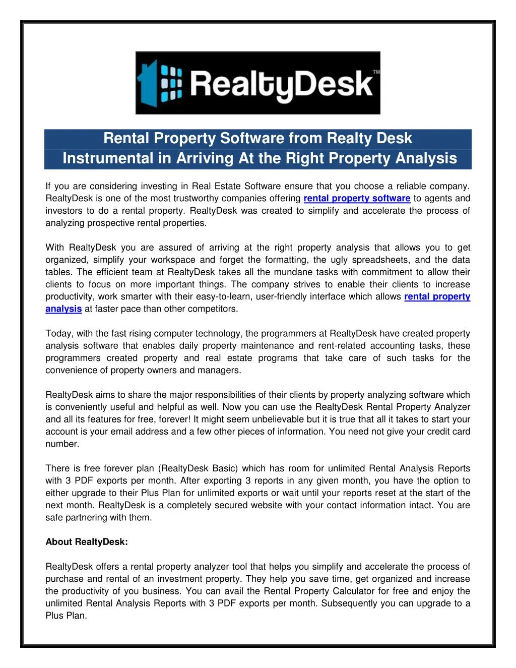 rental property software from realty desk