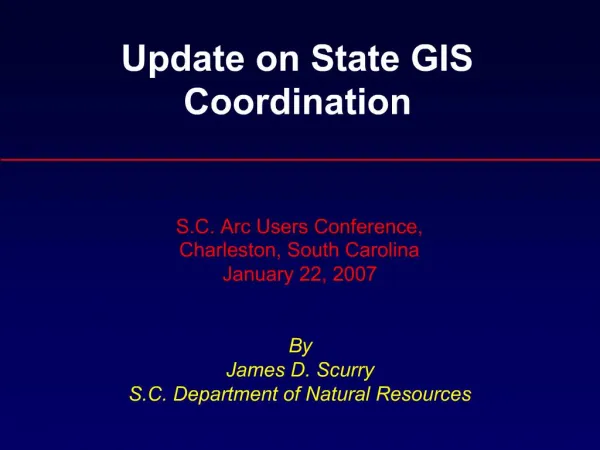 Update on State GIS Coordination