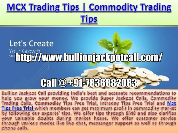 Best Jackpot Commodity Tips | Intraday Tips Free Trial