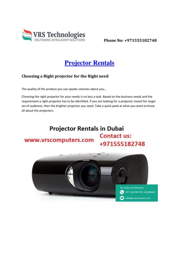Projector Rentals - Dubai