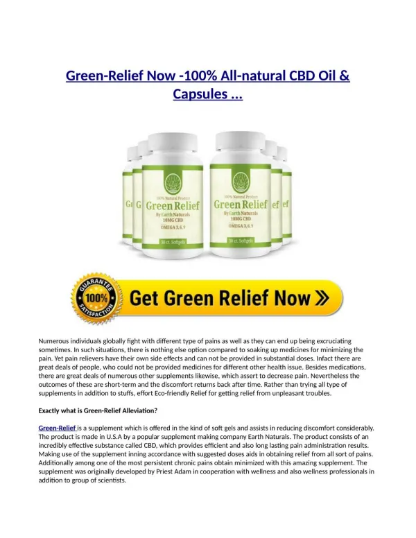 Green Relief Now Reviews, Side Consequences, Active ingredients, Rate up for sale
