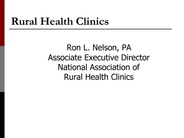 Rural Health Clinics