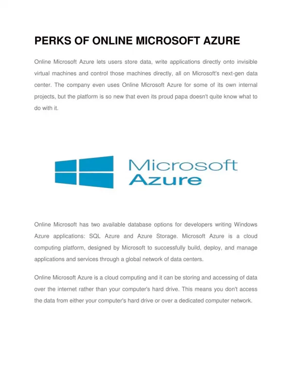 Perks of Online Microsoft Azure