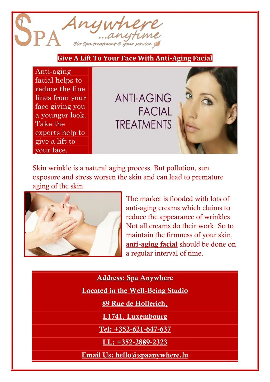 give a lift to your face with anti aging facial