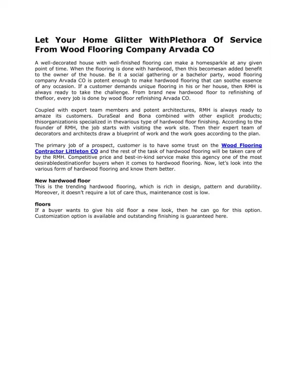 Wood Flooring Estimate Golden CO