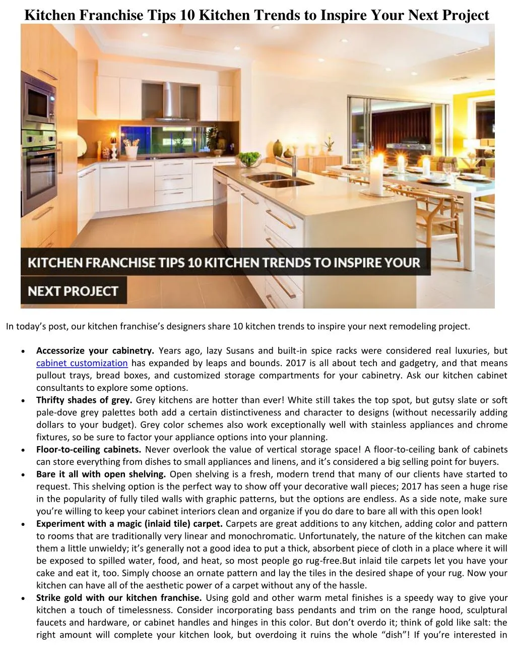 kitchen franchise tips 10 kitchen trends