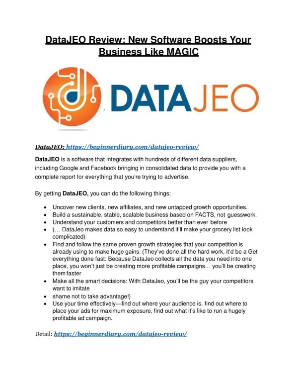 DataJeo review and (Free) $21,400 Bonus & Discount