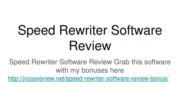 Speed Rewriter Software Review Should You Buy It?