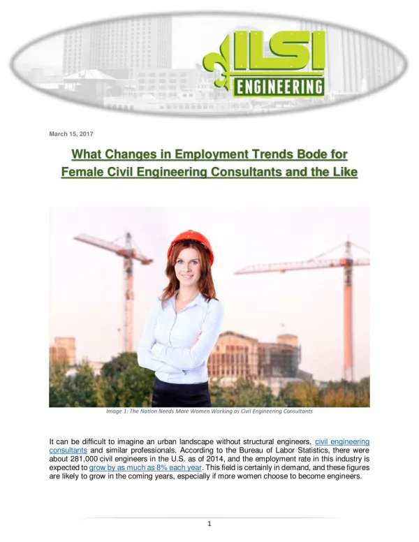 What Changes in Employment Trends Bode for Female Civil Engineering Consultants and the Like