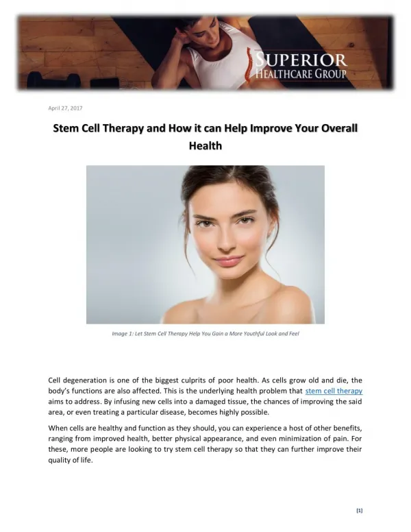Stem Cell Therapy and How it can Help Improve Your Overall Health