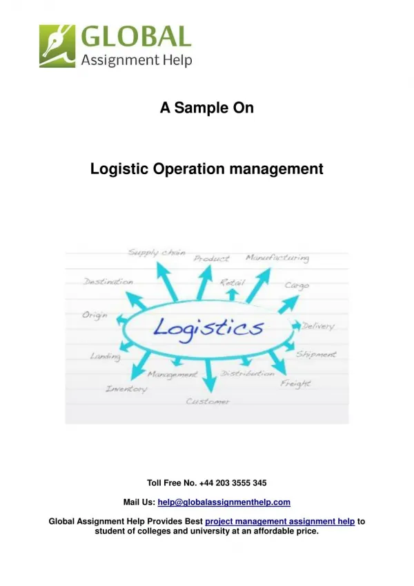 Sample Report on Logistic Operation management by Global Assignment Help