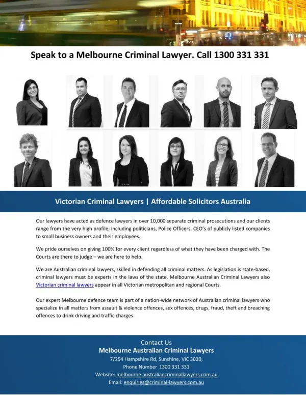 Speak to a Melbourne Criminal Lawyer