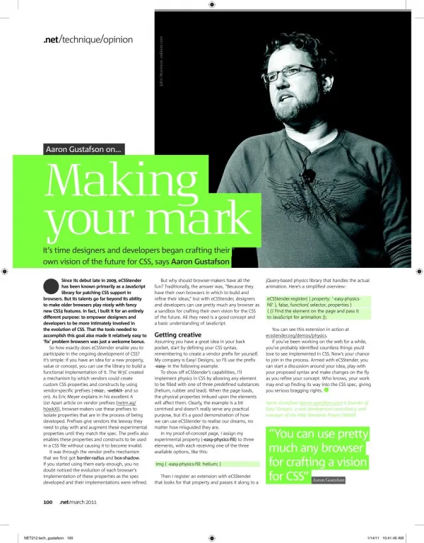 Making Your Mark [.net Issue 212]