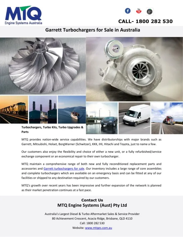 Garrett Turbochargers for Sale in Australia