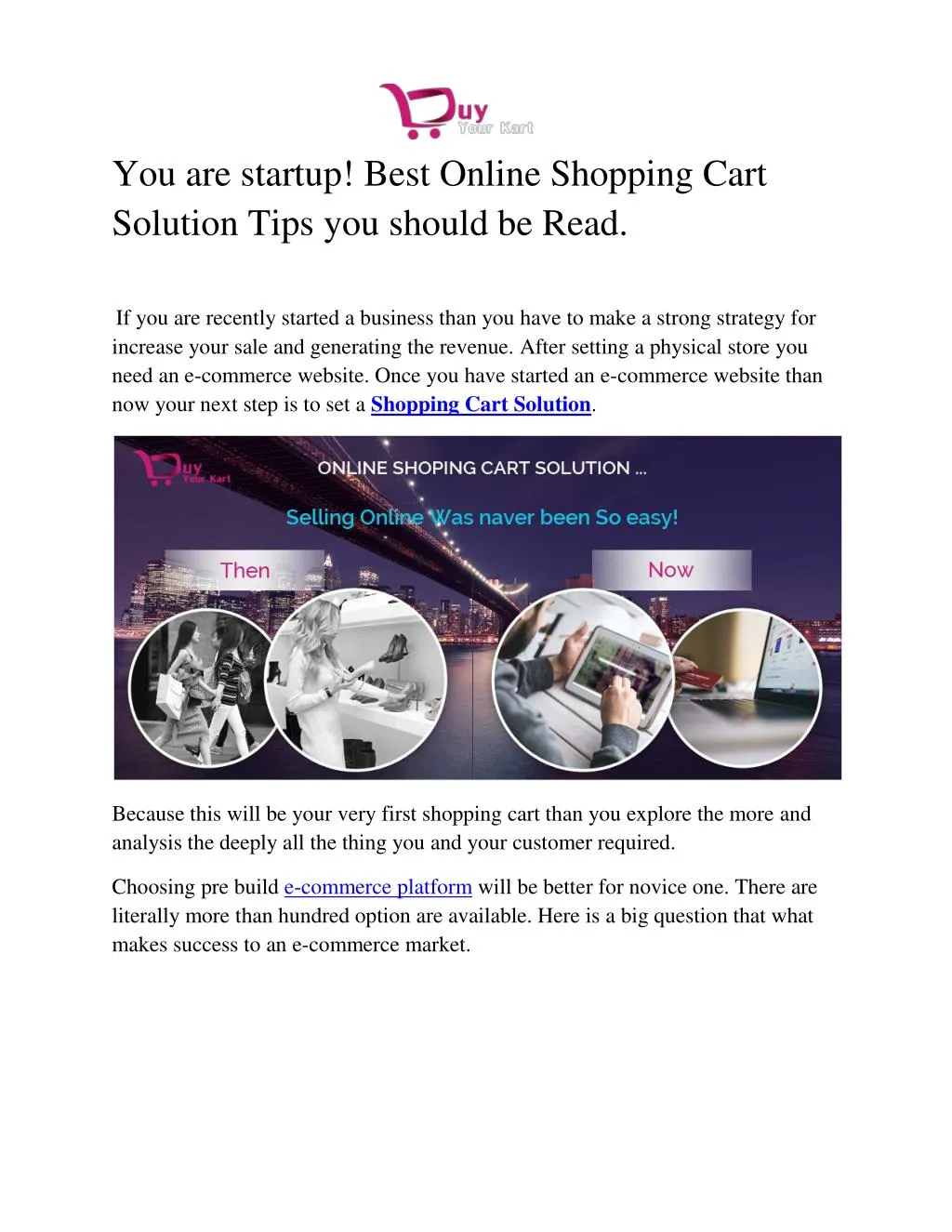 you are startup best online shopping cart