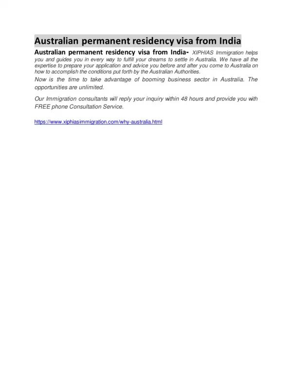 australian permanent residency visa from india