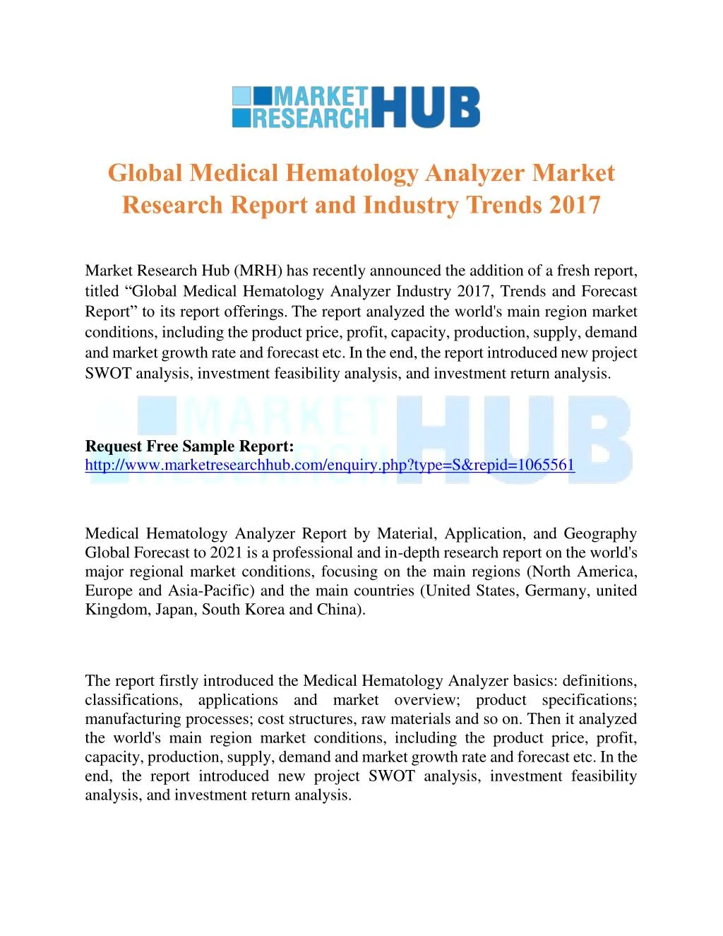 global medical hematology analyzer market