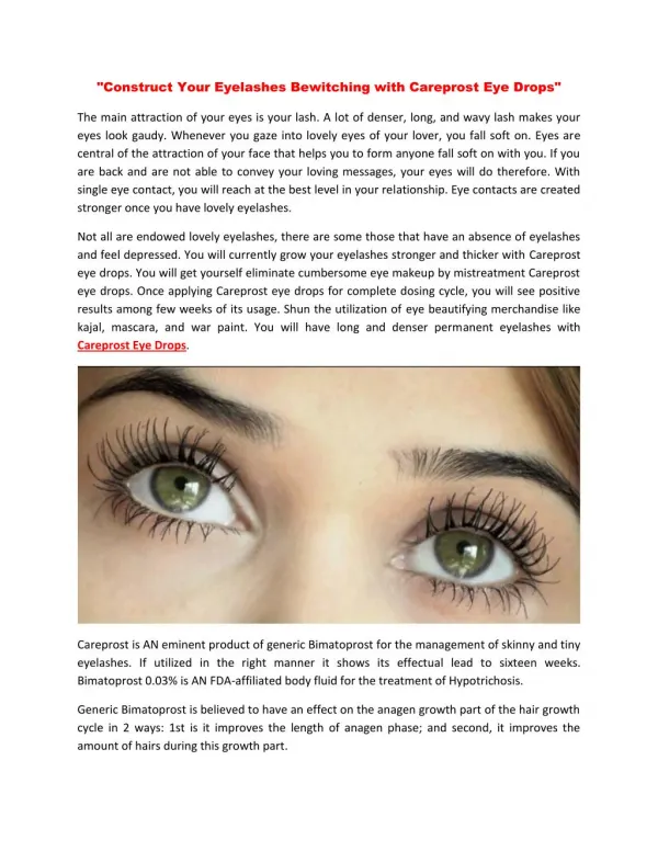 Buy Cheap Careprost Eye Drops (With Brush) 3 ml. (0.03%) Online, USA