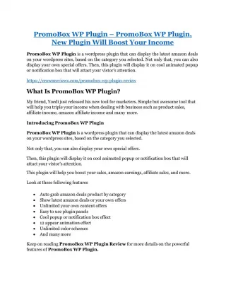 PromoBox WP Plugin review and (COOL) $32400 bonuses - slide 1