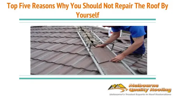 Top Five Reasons Why You Should Not Repair The Roof By Yourself