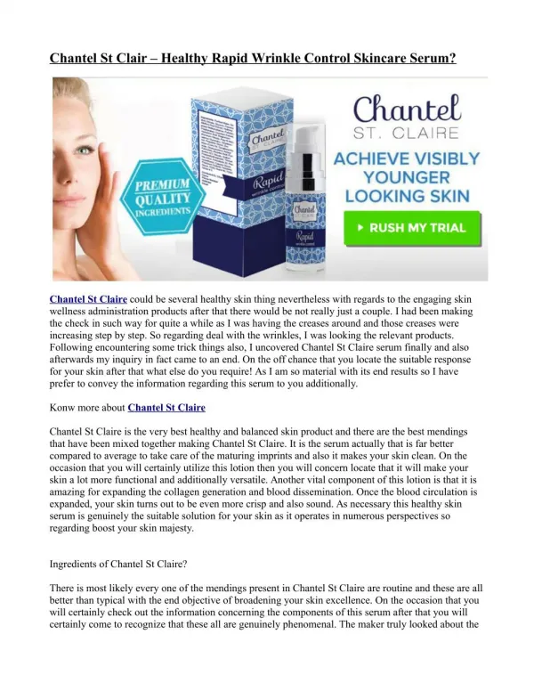 Chantel St Claire Product active ingredients!