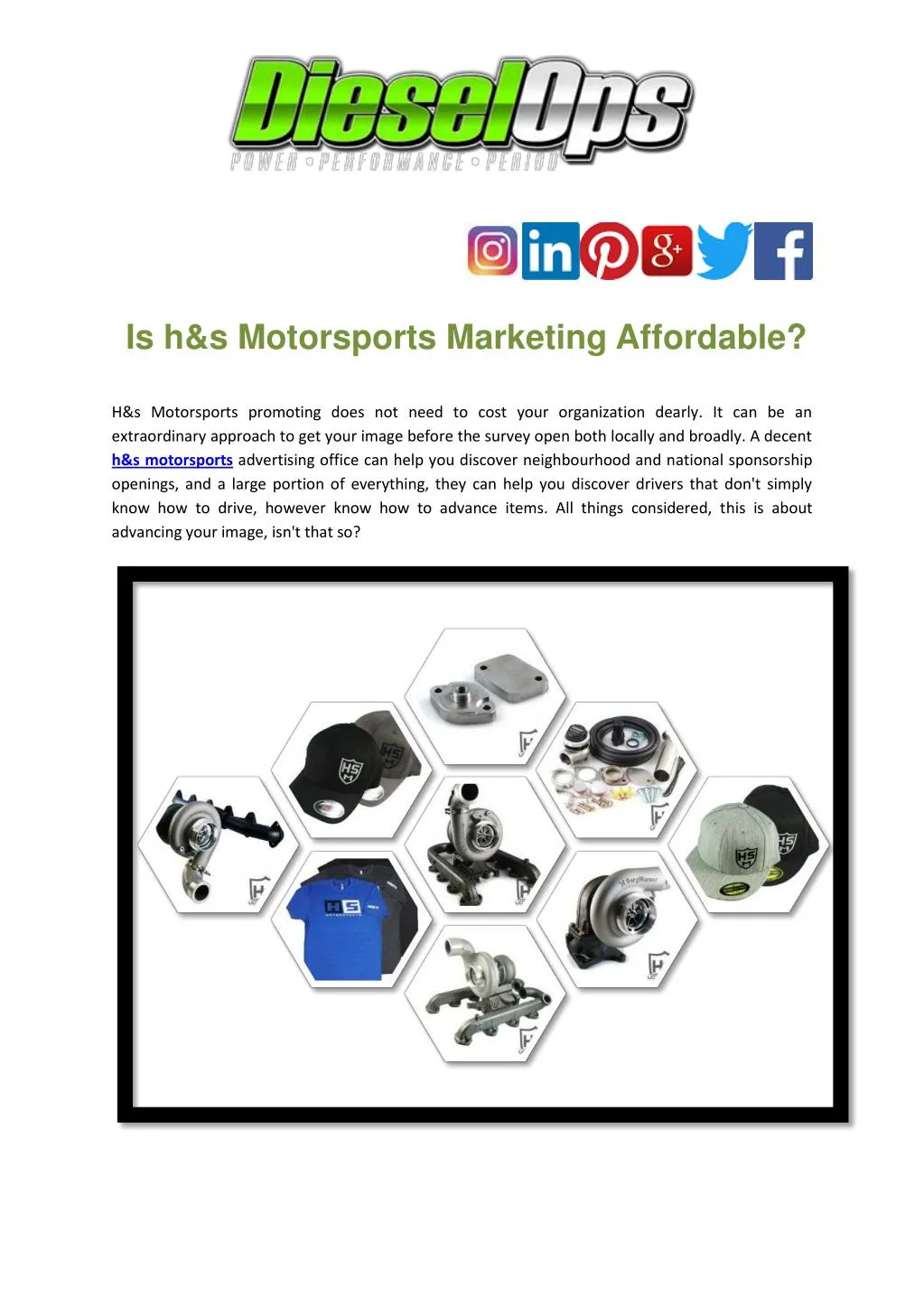 is h s motorsports marketing affordable