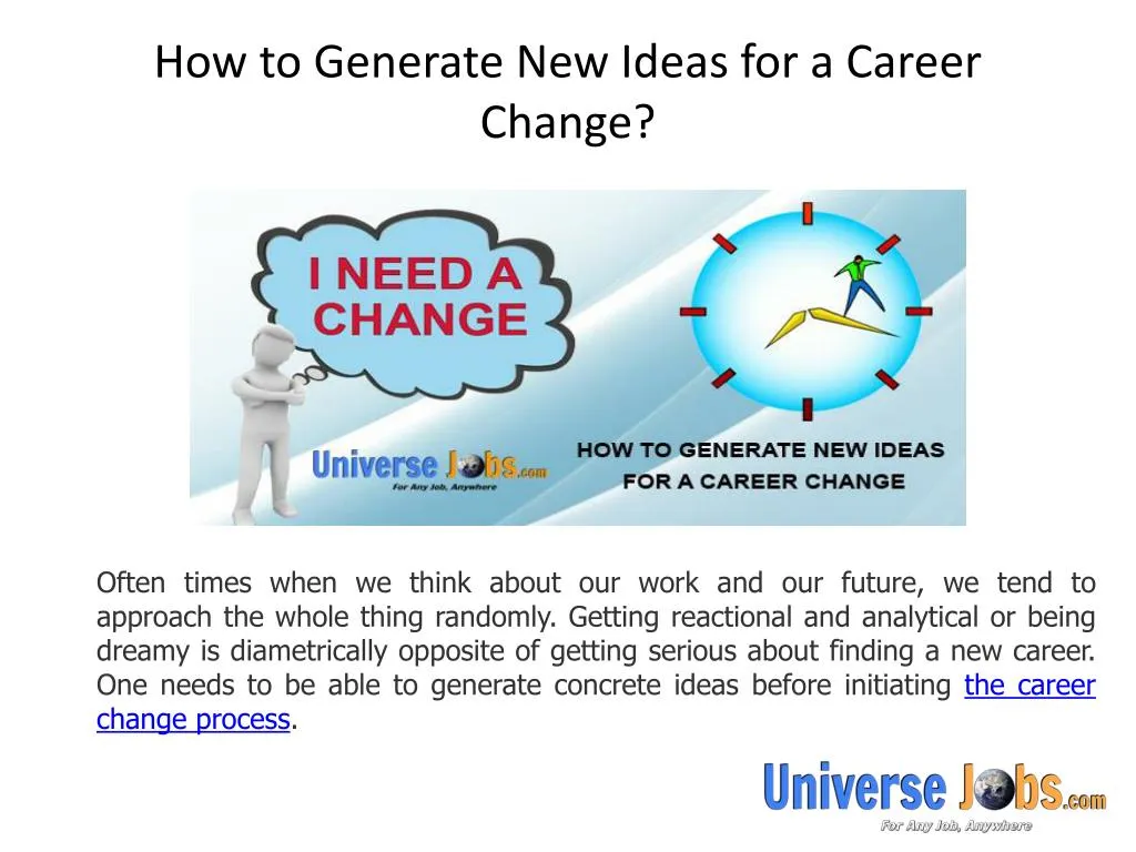 how to generate new ideas for a career change