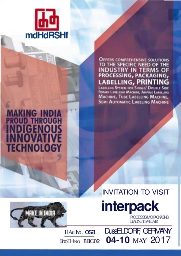 Invitation to Visit Interpack Processing & packaging Leading trade fair