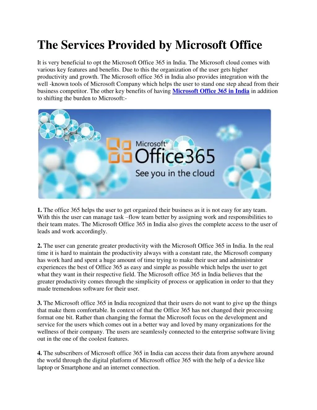 the services provided by microsoft office