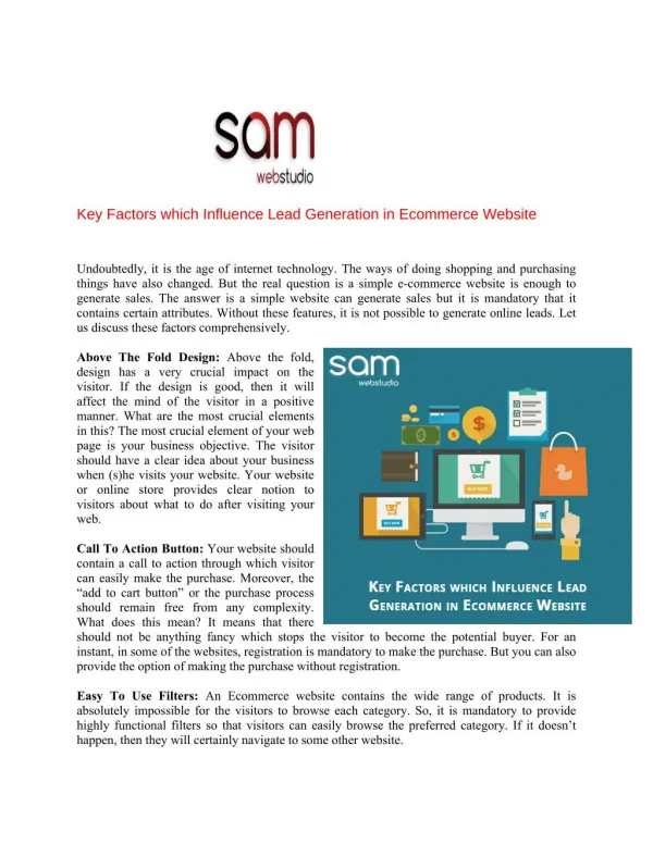 Key Factors which Influence Lead Generation in Ecommerce Website