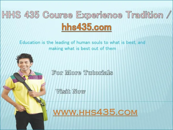 HHS 435 Course Experience Tradition / hhs435.com