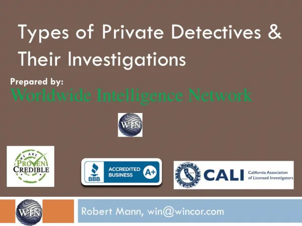 Types of Private Detectives & Their Investigations.