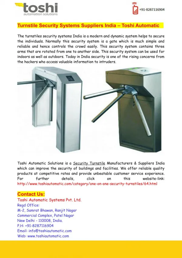 Turnstile Security Systems Suppliers India