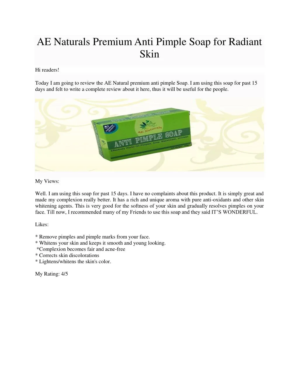 ae naturals premium anti pimple soap for radiant