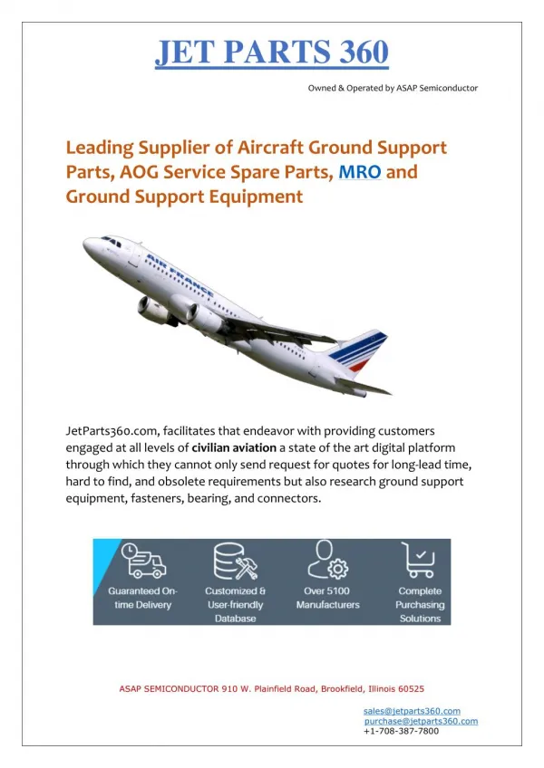 Jet Parts 360 - Distributor of Aircraft Ground Support Parts