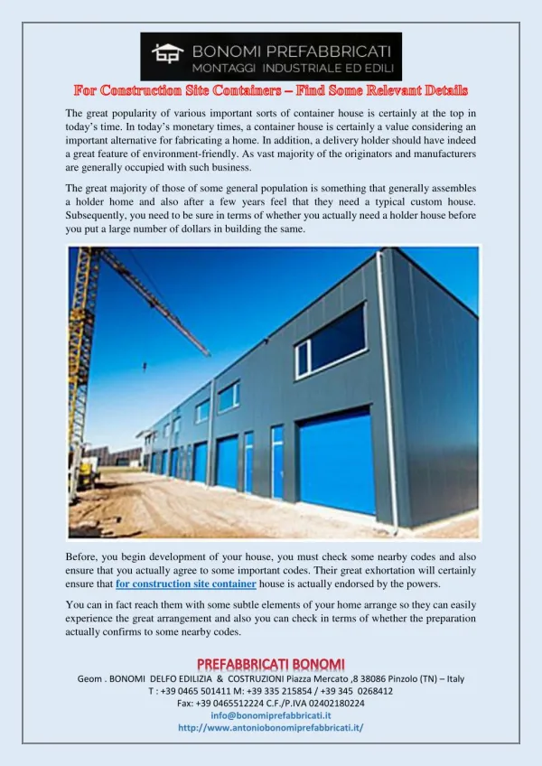For Construction Site Containers – Find Some Relevant Details