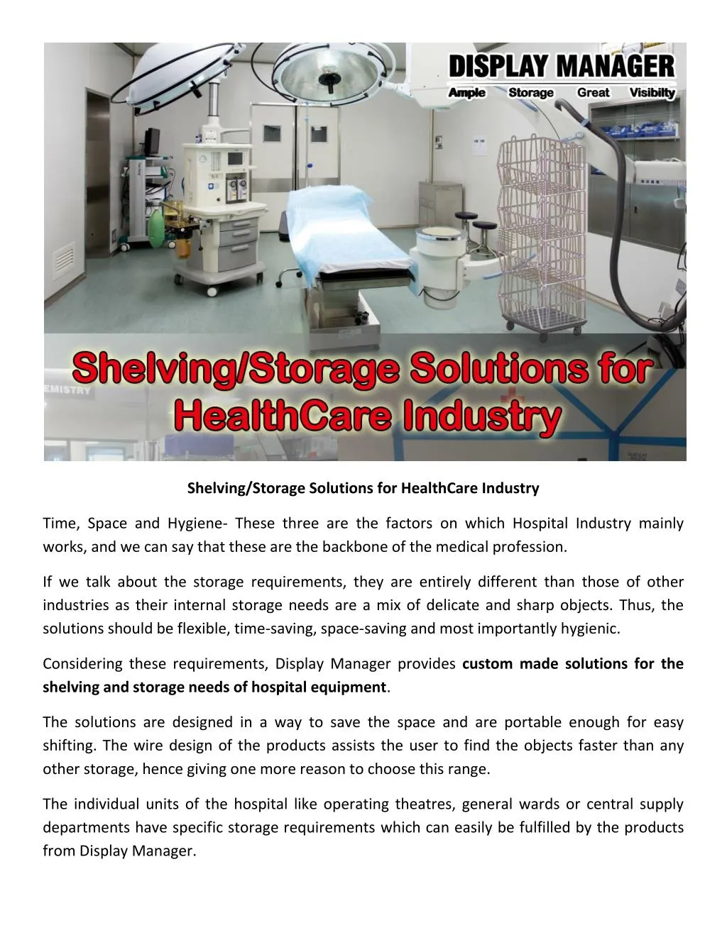 shelving storage solutions for healthcare industry