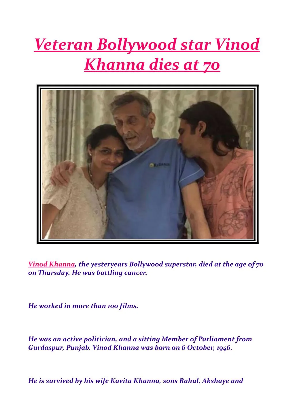 veteran bollywood star vinod khanna dies at 70