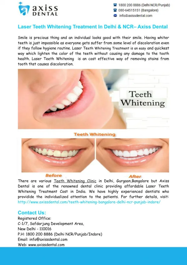 Teeth Whitening Clinic Delhi, Teeth Whitening Treatment Delhi