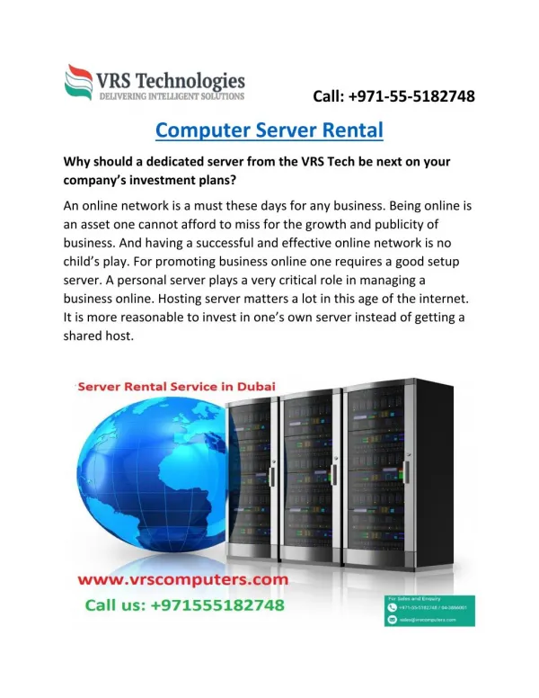 Computer Server Maintenance and Server Rental Dubai