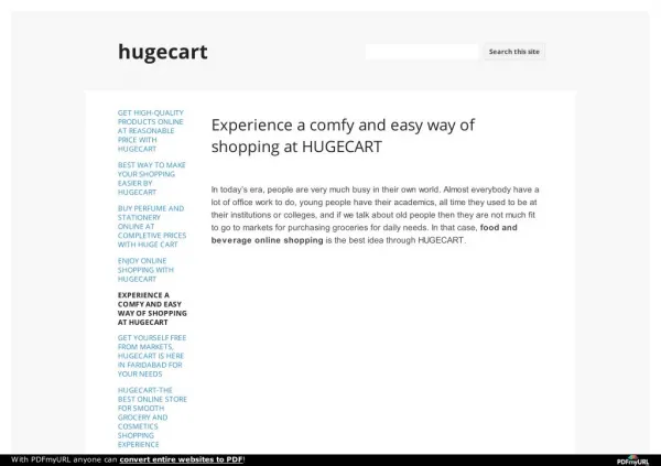Experience a comfy and easy way of shopping at HUGECART