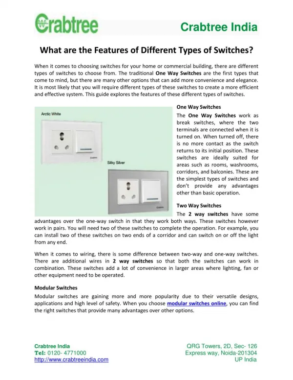 What are the Features of Different Types of Switches?
