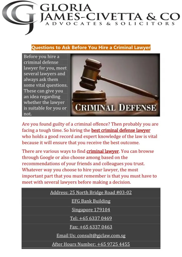 Questions to Ask Before You Hire a Criminal Lawyer