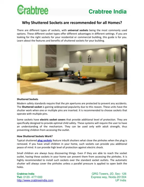 Why Shuttered Sockets are Recommended for all Homes?