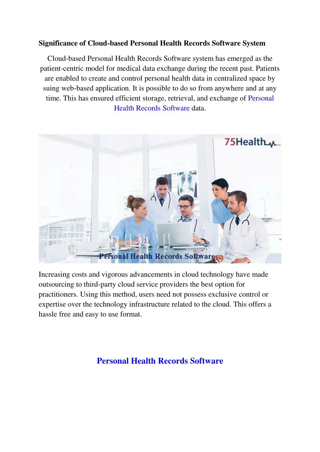 significance of cloud based personal health