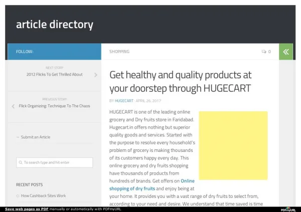 Get healthy and quality products at your doorstep through HUGECART